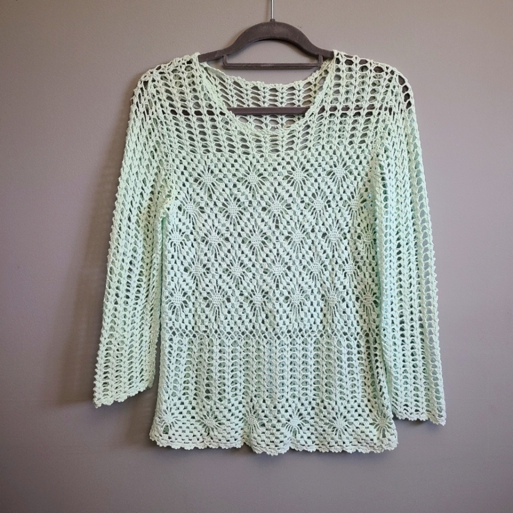Vintage mint green crochet sweater